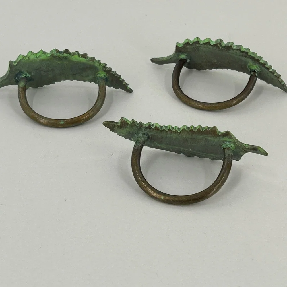 Metal Leaf Napkin Rings Set of 6 Verdigris Patina Finish Botanical Green